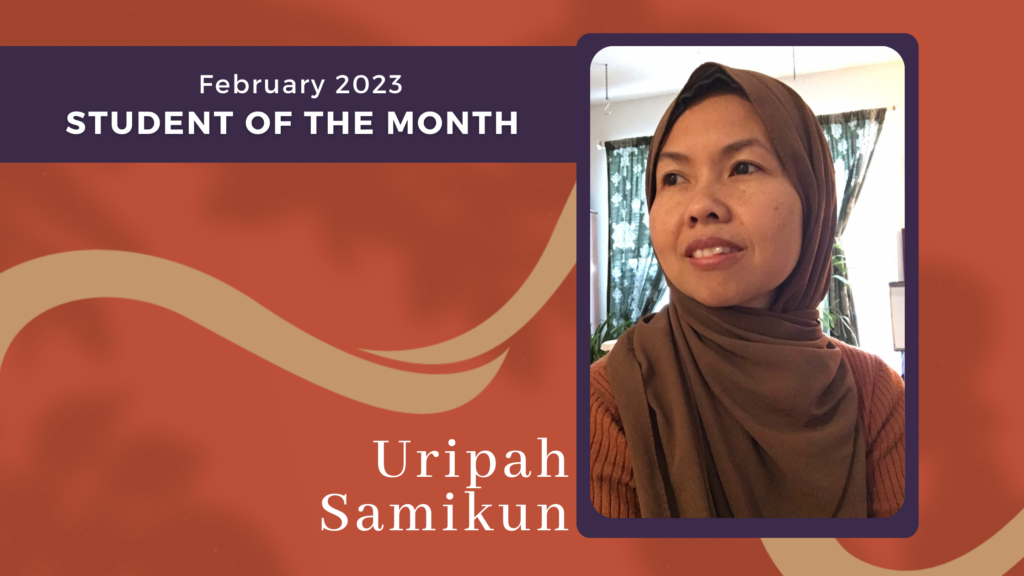 Ribaat Academic Institute February 2023 Student Of The Month Uripah Samikun (Image of female Muslim student of the month)